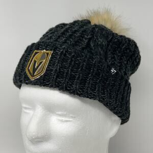 Las Vegas Golden Knights Womens Cuffed Pom Pom Beanie Toque Winter Hat Black 47